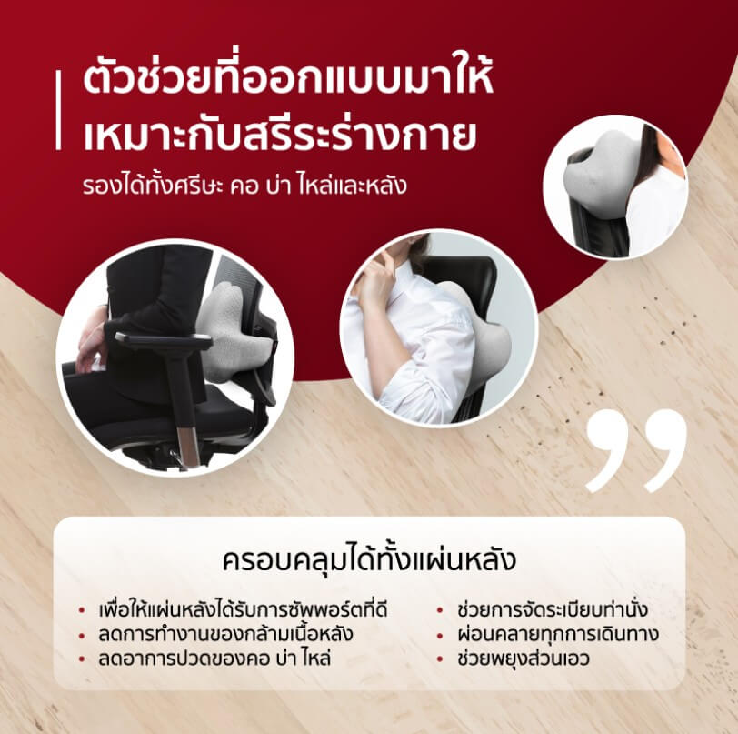 หมอนรองหลัง Fennix รุ่น shape Car Pillow สีเทา